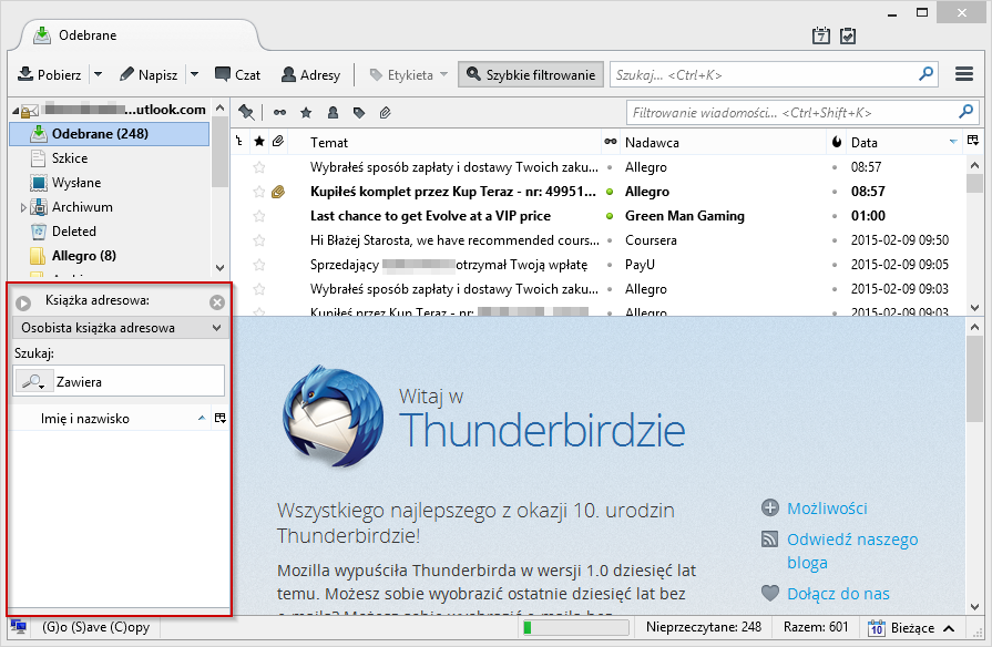 Contacts Sidebar dla Thunderbird