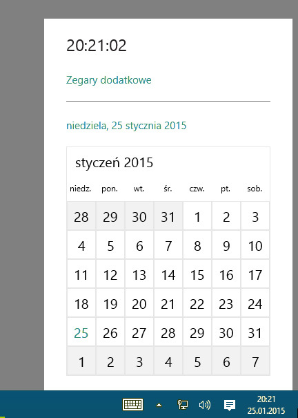 Nowy zegar i kalendarz w Windows 10