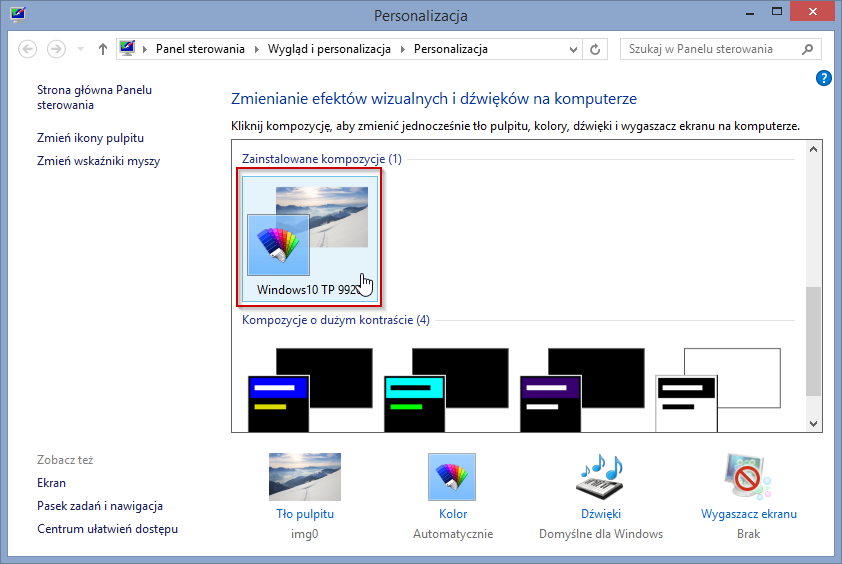 Opcje personalizacji wyglądu w Windows 8.1