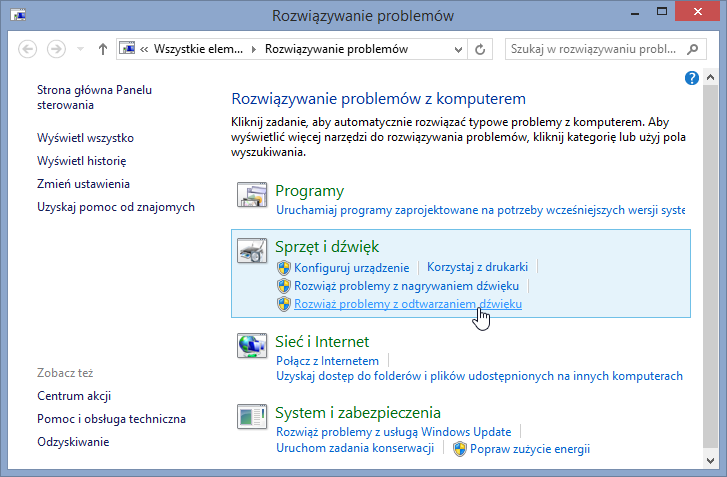 Rozwiązywanie problemów z dźwiękiem