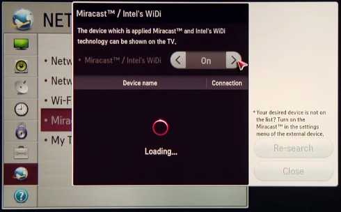 Uaktywnianie funkcji Miracast w telewizorze