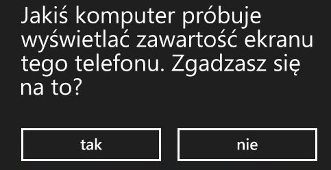 Akceptowanie wyświetlania ekranu na PC