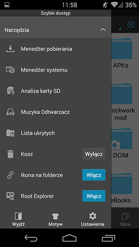 ES File Explorer - uprawnienia roota