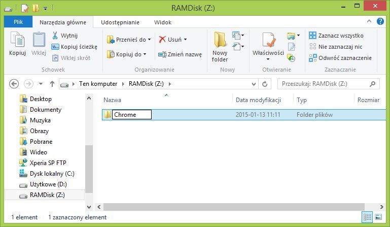 Tworzenie folderu na dysku RAMDisk