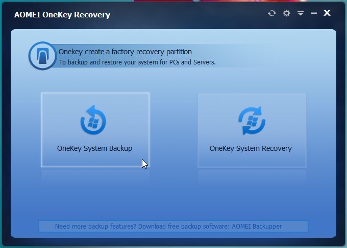 AOMEI OneKey Recovery - ekran główny