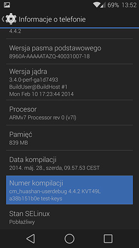 Włączanie opcji programistycznych w Androidzie 4.2, 4.3 lub 4.4