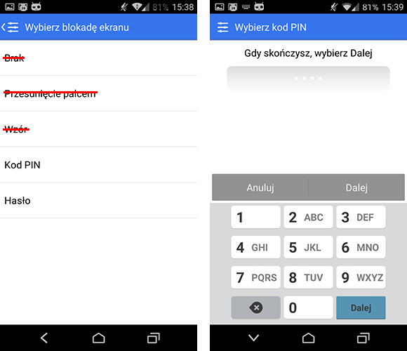 Ustawianie blokady PIN na Androidzie