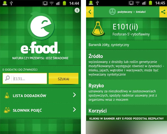 E-food - szczegóły ze składu produktów