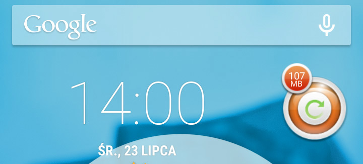 Widget do czyszczenia pamięci cache w Androidzie