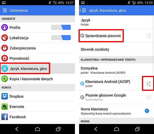 Przejście do ustawień języka i klawiatury w Androidzie