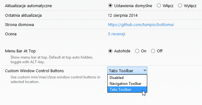 Aktywacja przycisków zamykania, minimalizacji i maksymalizacji w Bottom UI