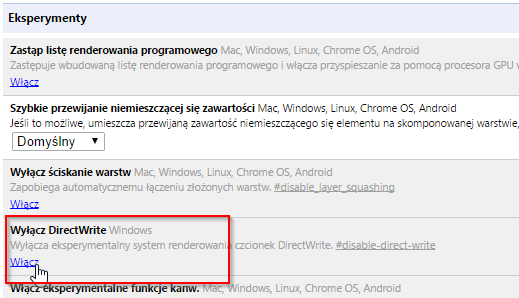 Dezaktywacja DirectWrite w Chrome 37
