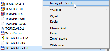 Kopiowanie ścieżki do pliku EXE programu