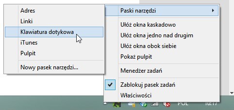 Włączanie klawiatury wirtualnej w Windows 8.1