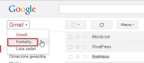 Przejście do kontaktów w Gmailu