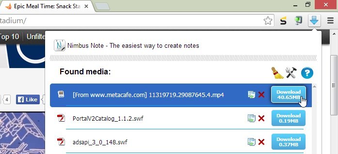 Pobieranie filmu z MetaCafe przez FVD Video Downloader