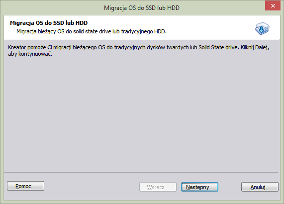 Kreator migracji systemu na SSD