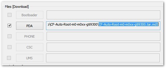 Odin - wybór pliku CF Auto Root