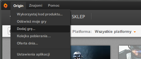 Dodawanie nowej gry do Origina