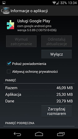 Szczegóły Usług Google Play