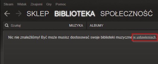 Steam - przejście do ustawień muzycznych