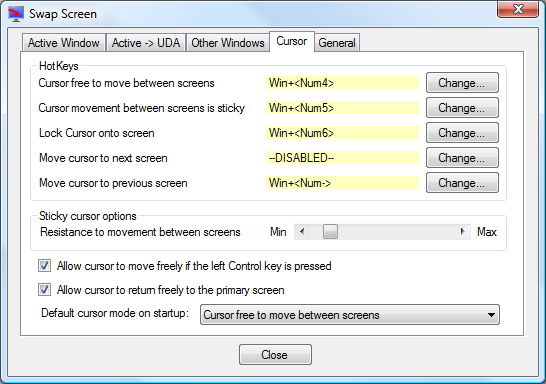 Swap Screen - interfejs programu