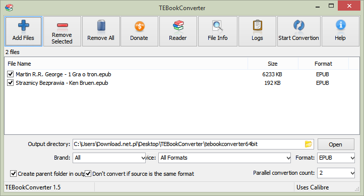 Konwersja książek w TEBookConverter