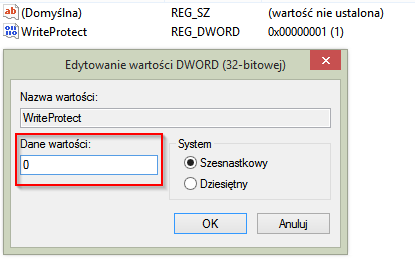 Edycja wpisu WriteProtect