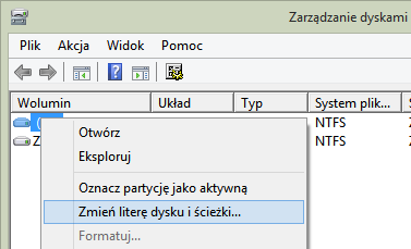 Zmiana litery dysku
