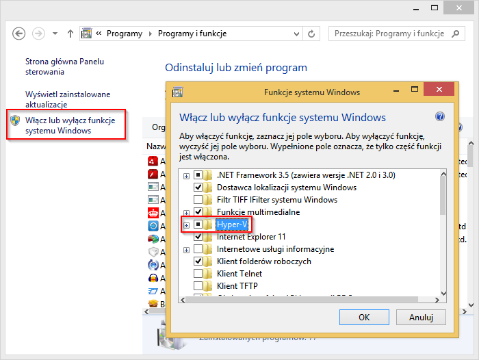Hyper-V - instalacja funkcji w Windows 8.1