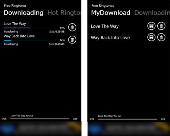 Pobieranie dzwonków przez Free Ringtones - Windows Phone