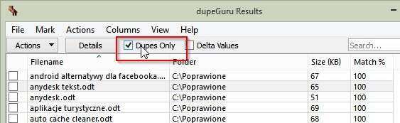 Wyświetlanie samych duplikatów