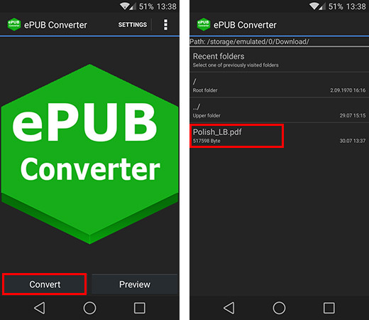 ePUB Converter - wybór pliku PDF do konwersji