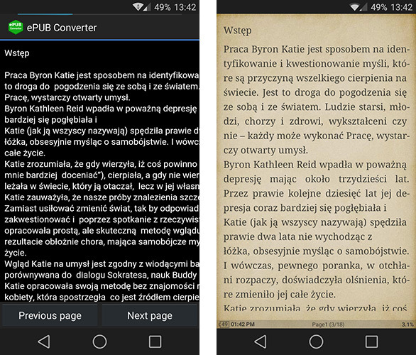 Podgląd pliku ePUB w konwerterze oraz w czytniku