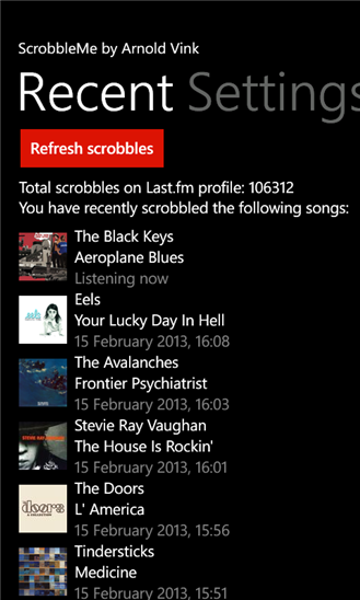 ScrobbleMe - ostatnio przesłuchane