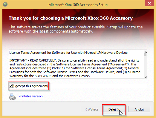 Instalacja sterowników Xbox 360 Accessories