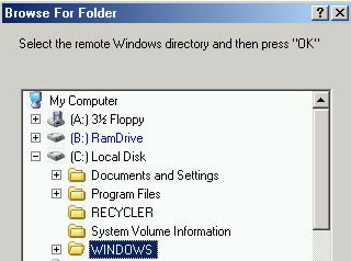 Wskazywanie folderu Windows