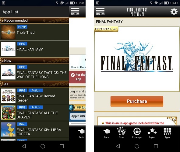 Final Fantasy Portal - wybór gry