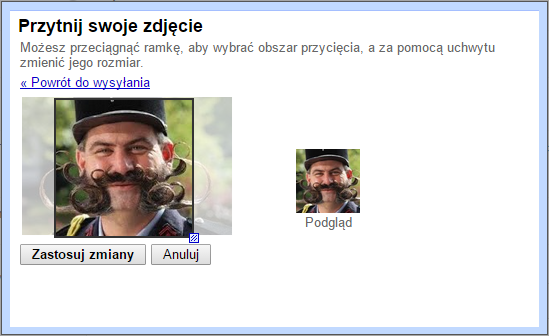 Kadrowanie zdjęcia w Gmailu