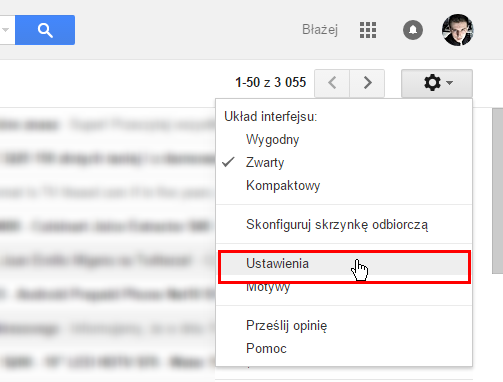 Gmail - opcje poczty