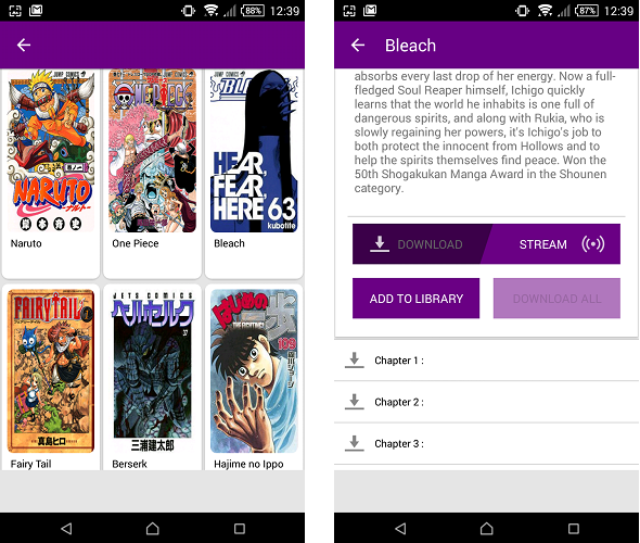 Manga Blitz - przeglądanie dostępnych serii