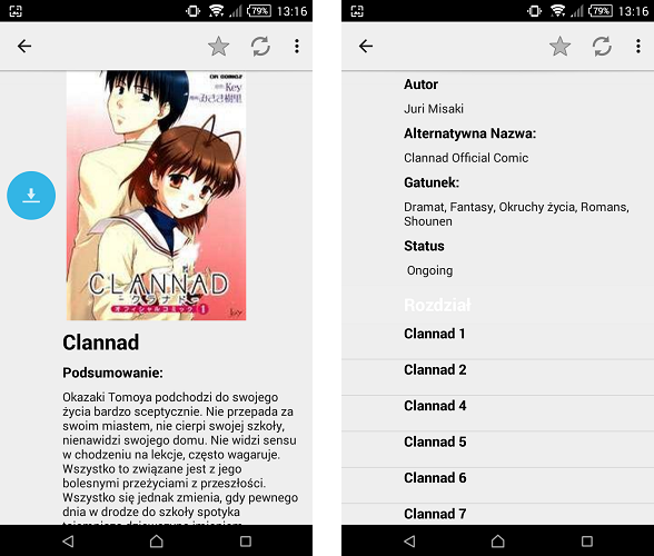 My Manga Reader - szczegóły wybranej serii