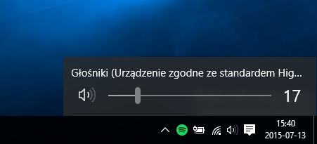 Nowy pasek głośności w Windows 10
