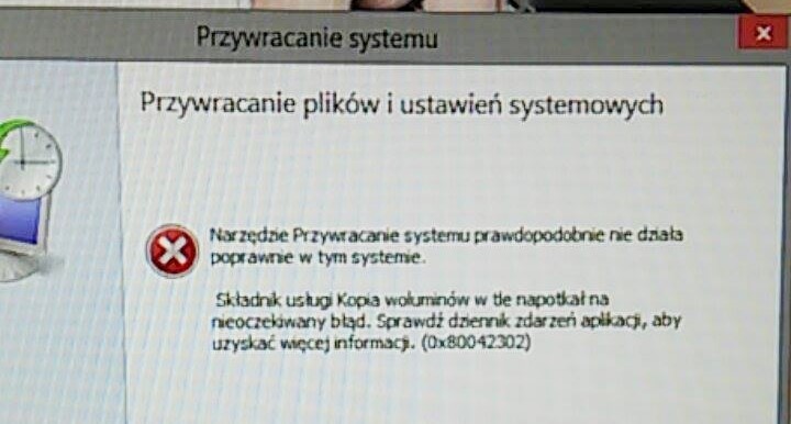 Problem z przywracaniem systemu