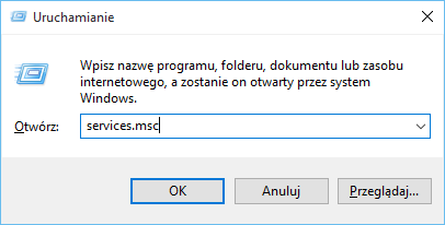 Włączanie okna usług systemowych