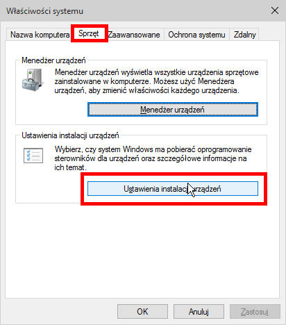 Właściwości systemu - sprzęt
