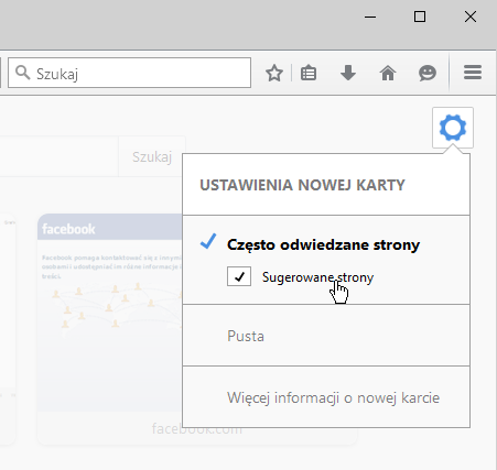 Wyłączanie sugerowanych stron w FF