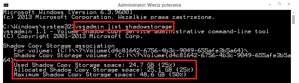 Informacje o folderze System Volume Information i funkcji Shadow Copy