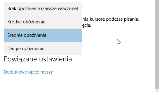 Opcje opóźnienia gładzika