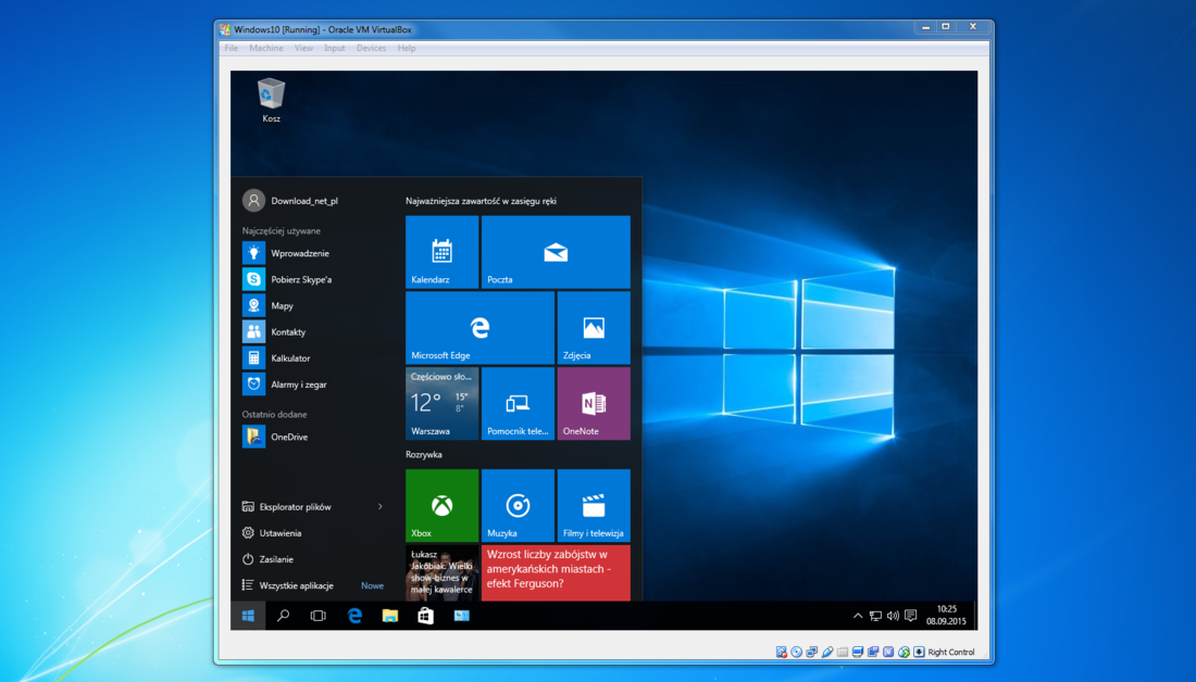 VirtualBox - rozdzielczość 1024x768